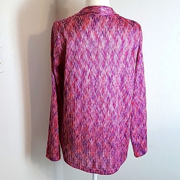 Jones New York Purple & Pink Zigzag Print Lightweight Cardigan Jacket,Sz Medium - Picture 6 of 8